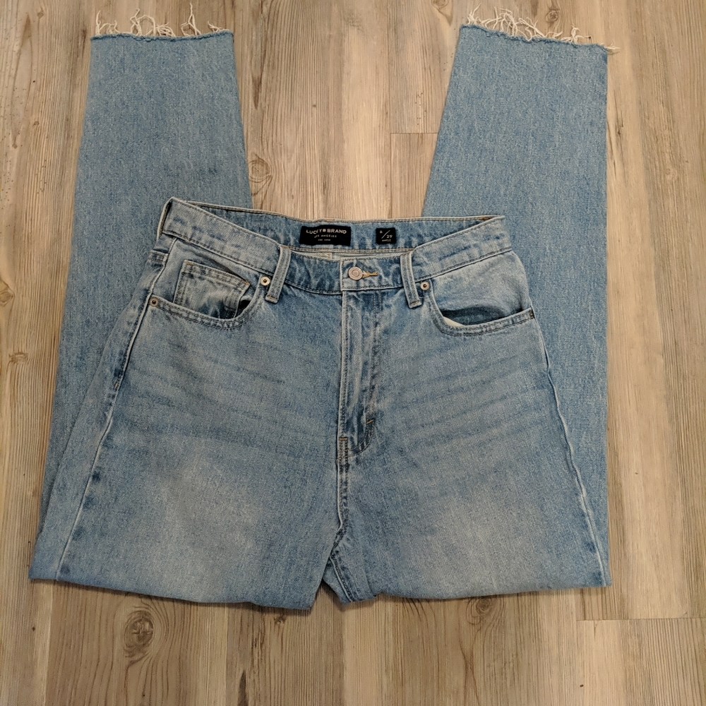 💕 LUCKY BRAND HIGH RISE MOM JEAN DREW Sz 8/29 raw hems